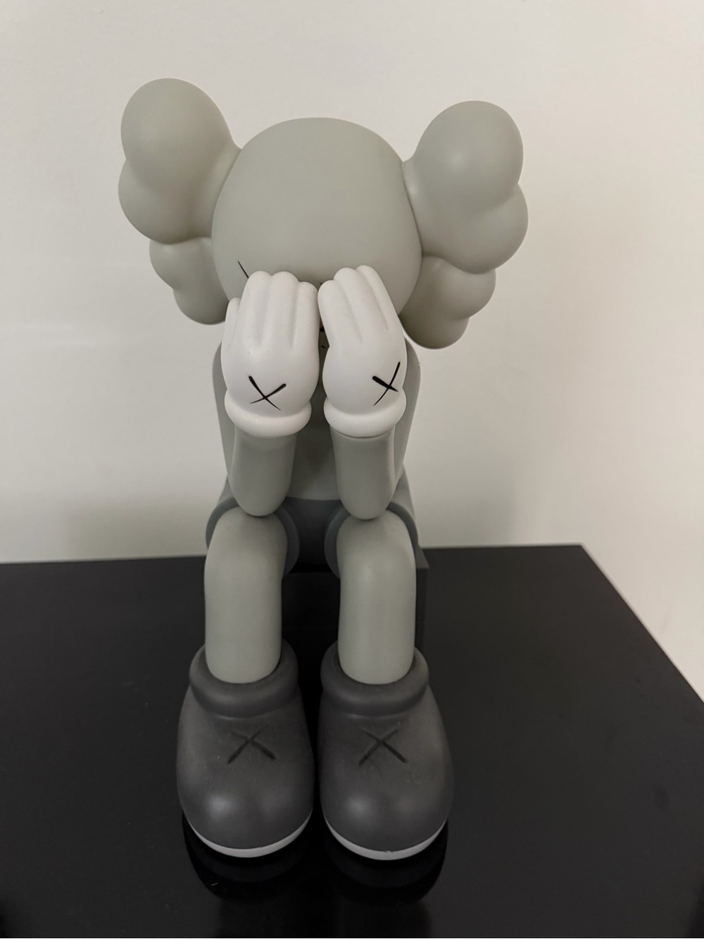 KAWS inspired Grey & White 'Companion' Seated Figure Accent